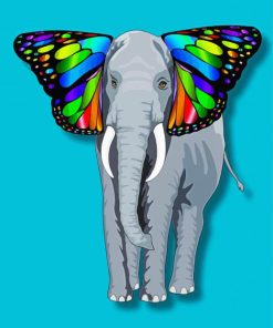 Colorful Elephant Butterfly Paint By Numbe