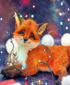 Cute Fox Wrapped In Lights Paint By Number