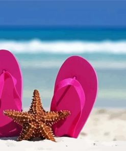 Pink Flip Flops Beach Paint By Numbers