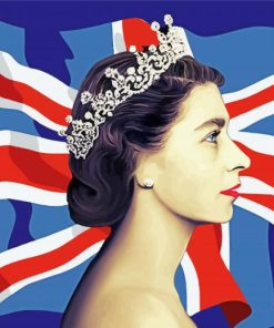 Queen Elizabeth II With British Flag Paint By Numbers