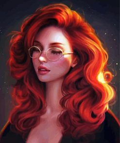 Red Head Girl With Glasses Paint By Numbers