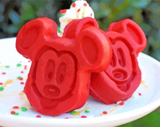 Red Waffles Disney Food Paint By Numbers