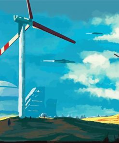 Vintage Wind Turbine Paint By Numbers