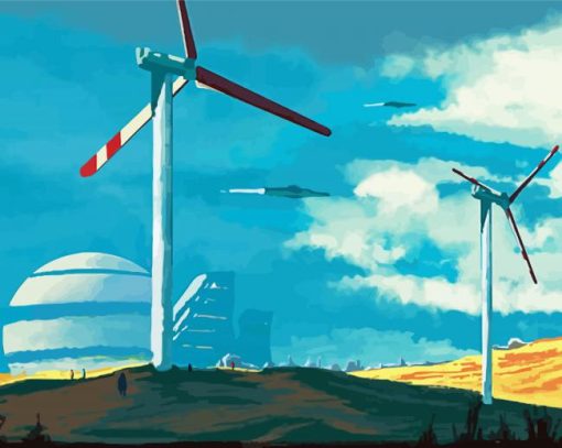 Vintage Wind Turbine Paint By Numbers