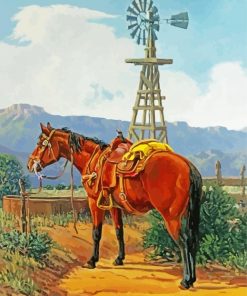 Horse And Western Windmill Paint By Numbers