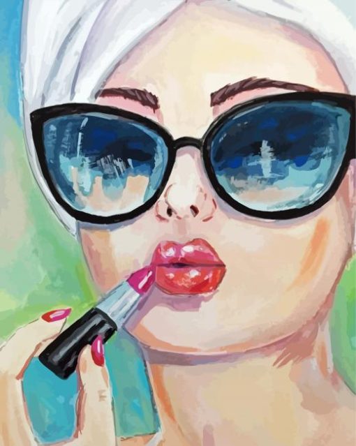 Lady Wearing Lipstick Paint By Numbers