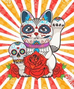 Maneki Neko Sugar Skull Paint By Numbers