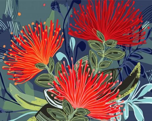 Pohutukawa Flower Illustration Paint By Numbers