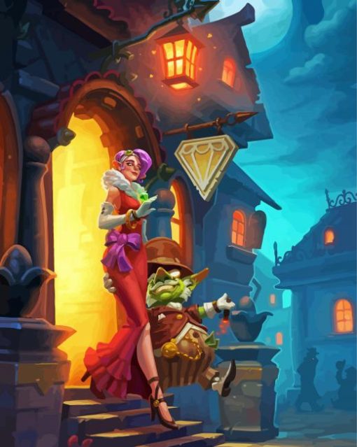 Wealthy Goblin With Luxury Girl Paint By Numbers