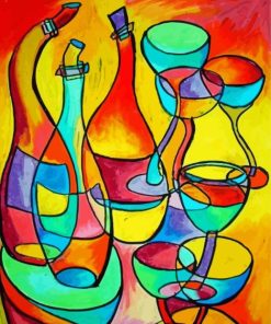 Colored Abstract Bottles And Glasses Paint By Numbers