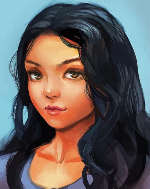 Cute Lady With Black Hair Art Paint By Numbers