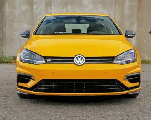 Yellow Volkswagen Golf R Paint By Numbers